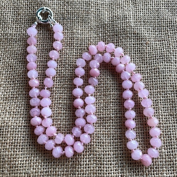 Rose Quartz Rondelle Stone knotted Handmade New Amazing Quality New - Picture 1 of 13